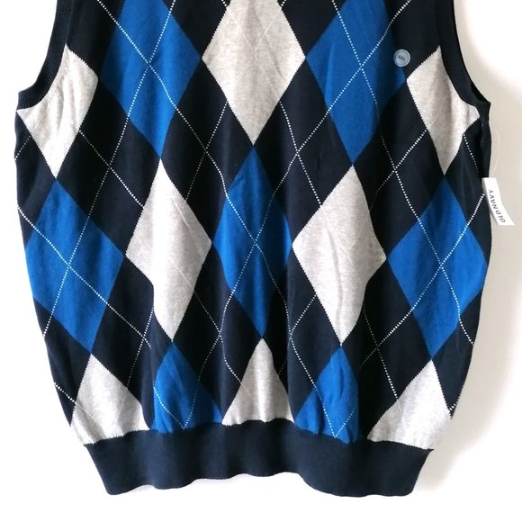 NWT Old Navy Mens Multicolor Sleeveless V Neck Diamond Pullover Sweater Size XXL - Picture 3 of 7
